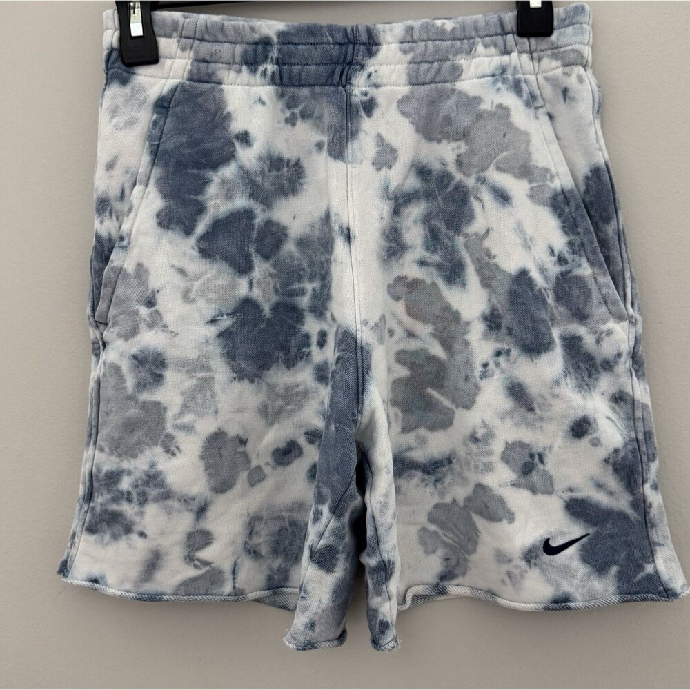 Nike YLG Blue/White Tie-Dye Athletic Shorts Elastic Waist w/Pockets